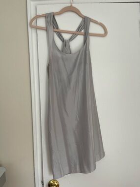 Sleek Silk Tank Dress in Light Gray